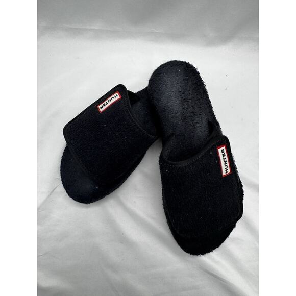 Hunter Slides Original Terry Platform Logo Slide Sandals Women's size 7 Black - Picture 2 of 6
